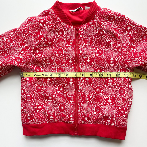 Janie and Jack x Juno Valentine Cherry Red Bandana Bomber Jacket Girls 6 Zip Up - Picture 4 of 8